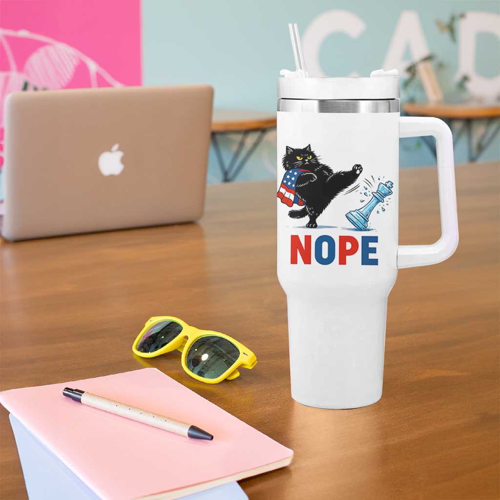 Funny Black Cat Kicks The Icy Chess Piece Nope Tumbler With Handle