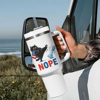 Funny Black Cat Kicks The Icy Chess Piece Nope Tumbler With Handle