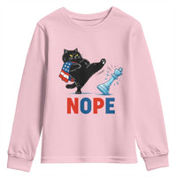 Funny Black Cat Kicks The Icy Chess Piece Nope Youth Sweatshirt
