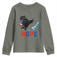 Funny Black Cat Kicks The Icy Chess Piece Nope Youth Sweatshirt