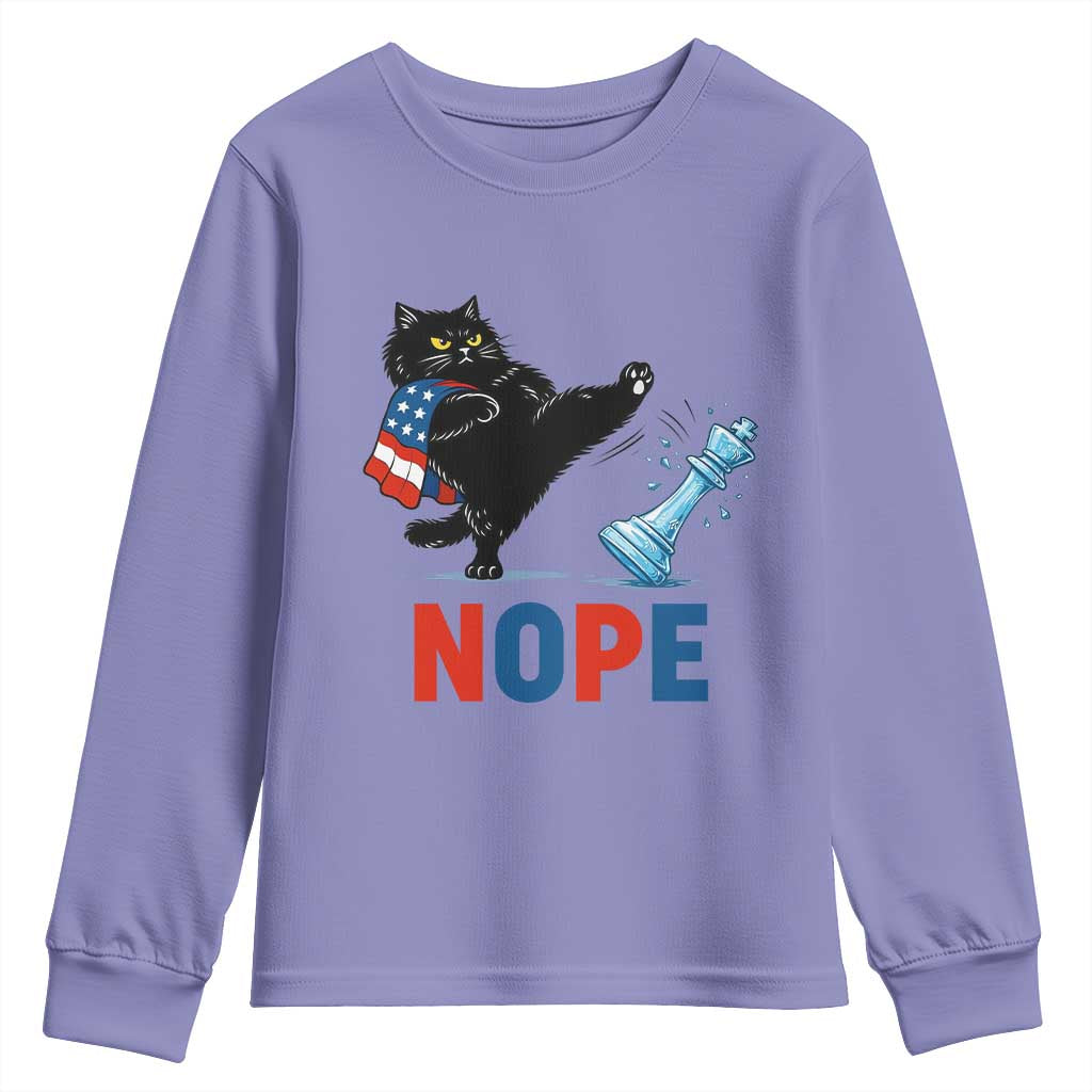 Funny Black Cat Kicks The Icy Chess Piece Nope Youth Sweatshirt