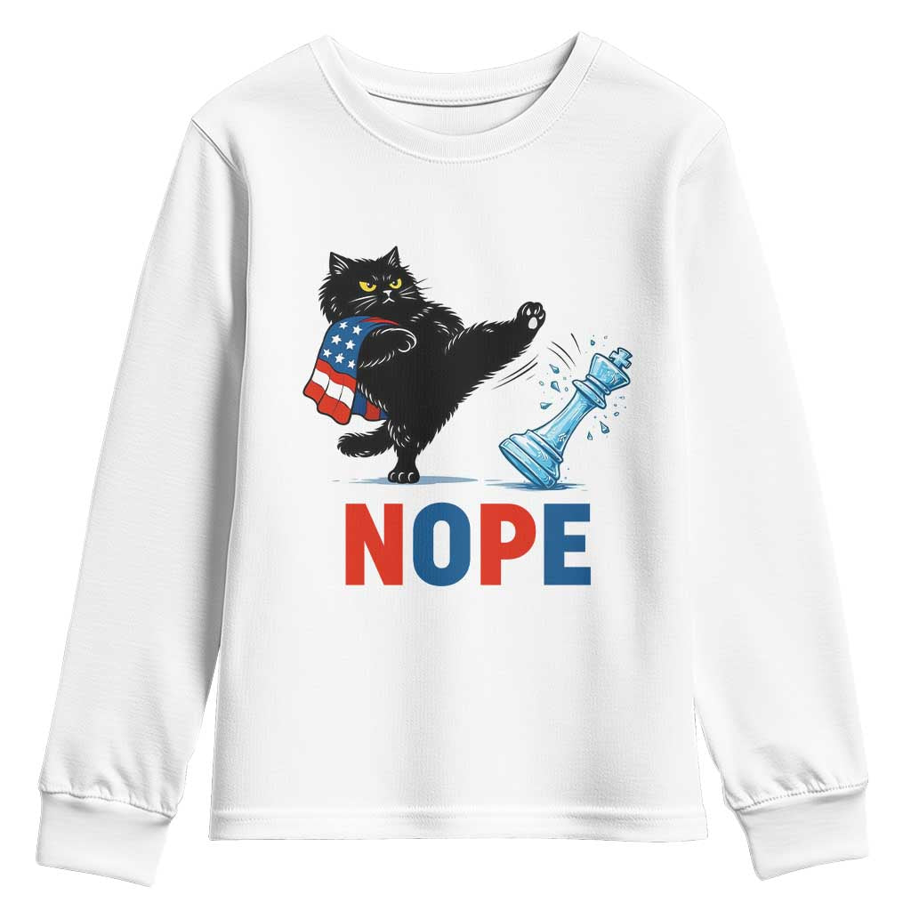 Funny Black Cat Kicks The Icy Chess Piece Nope Youth Sweatshirt