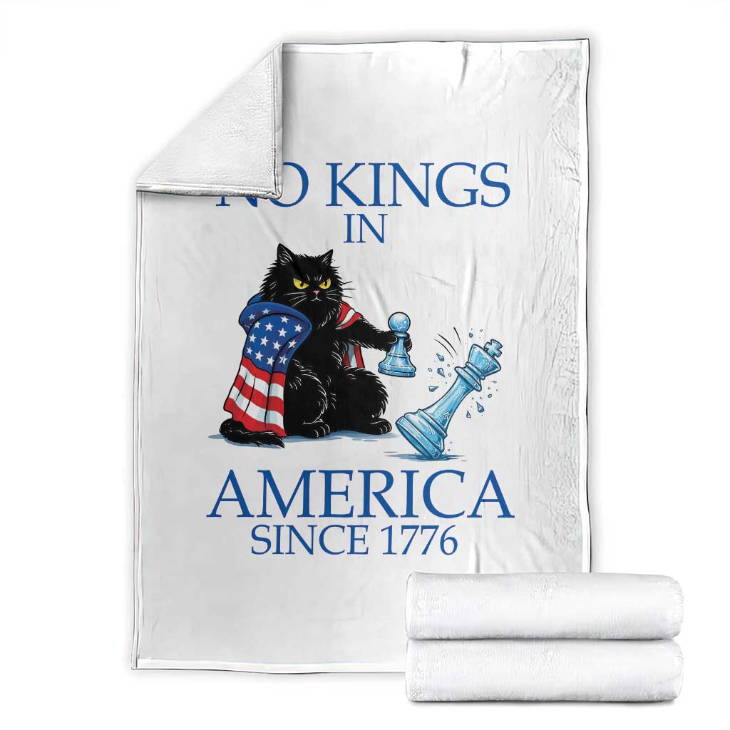 Funny Protest Chess Cat No Kings In America Throw Blanket Political Humor Gift