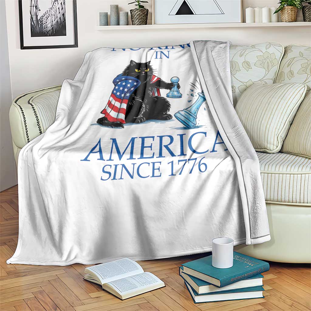 Funny Protest Chess Cat No Kings In America Throw Blanket Political Humor Gift
