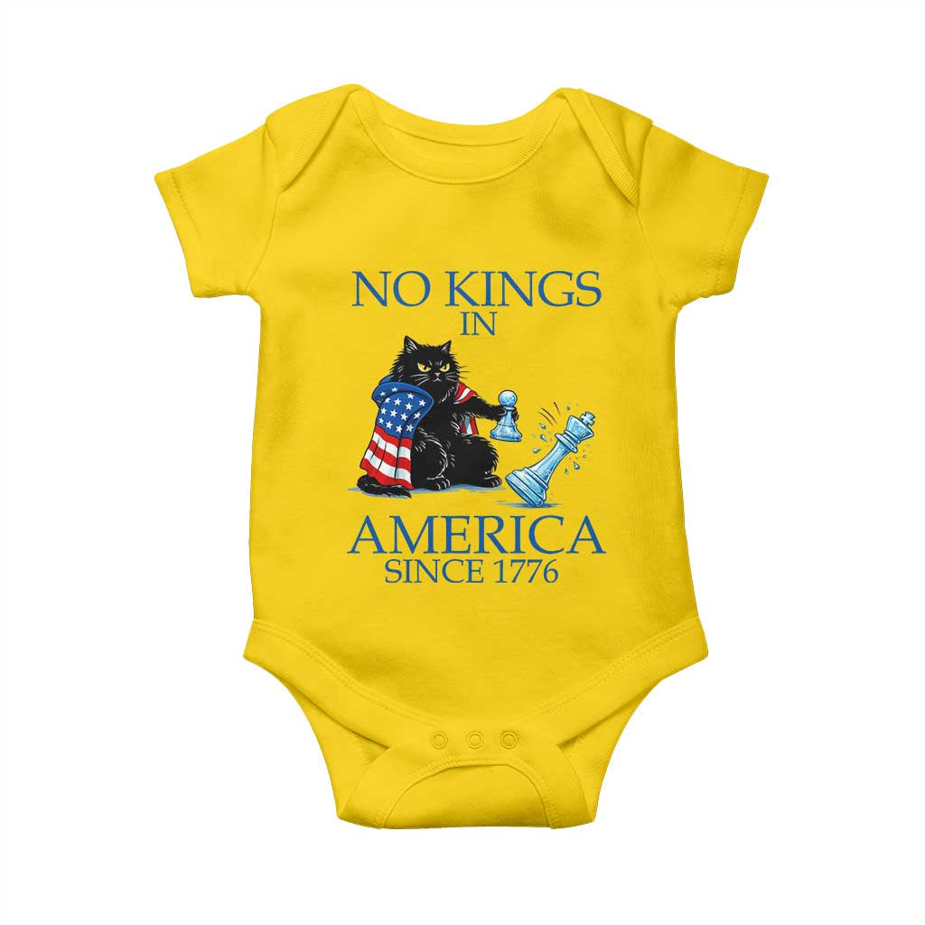 Funny Protest Chess Cat No Kings In America Baby Onesie Political Humor Gift