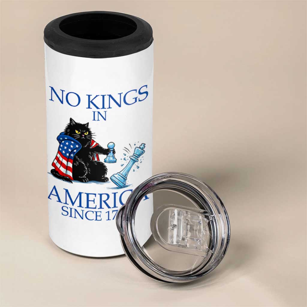 Funny Protest Chess Cat No Kings In America 4 in 1 Can Cooler Tumbler Political Humor Gift