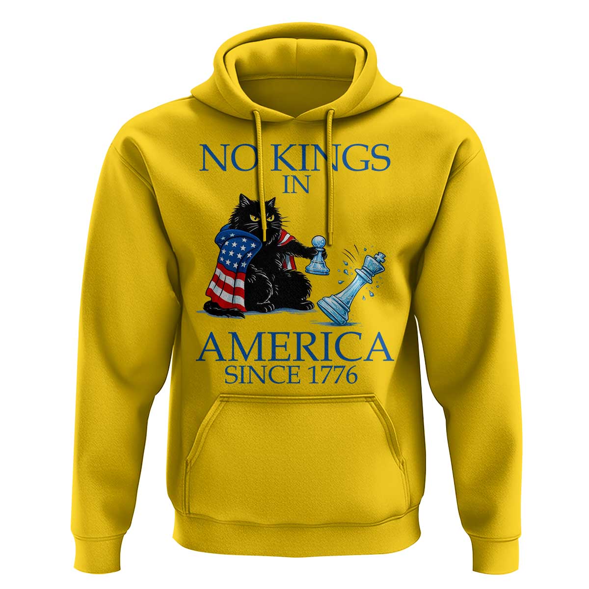 Funny Protest Chess Cat No Kings In America Hoodie Political Humor Gift