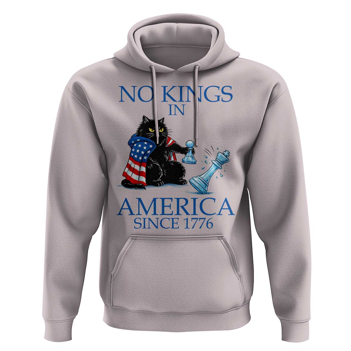 Funny Protest Chess Cat No Kings In America Hoodie Political Humor Gift