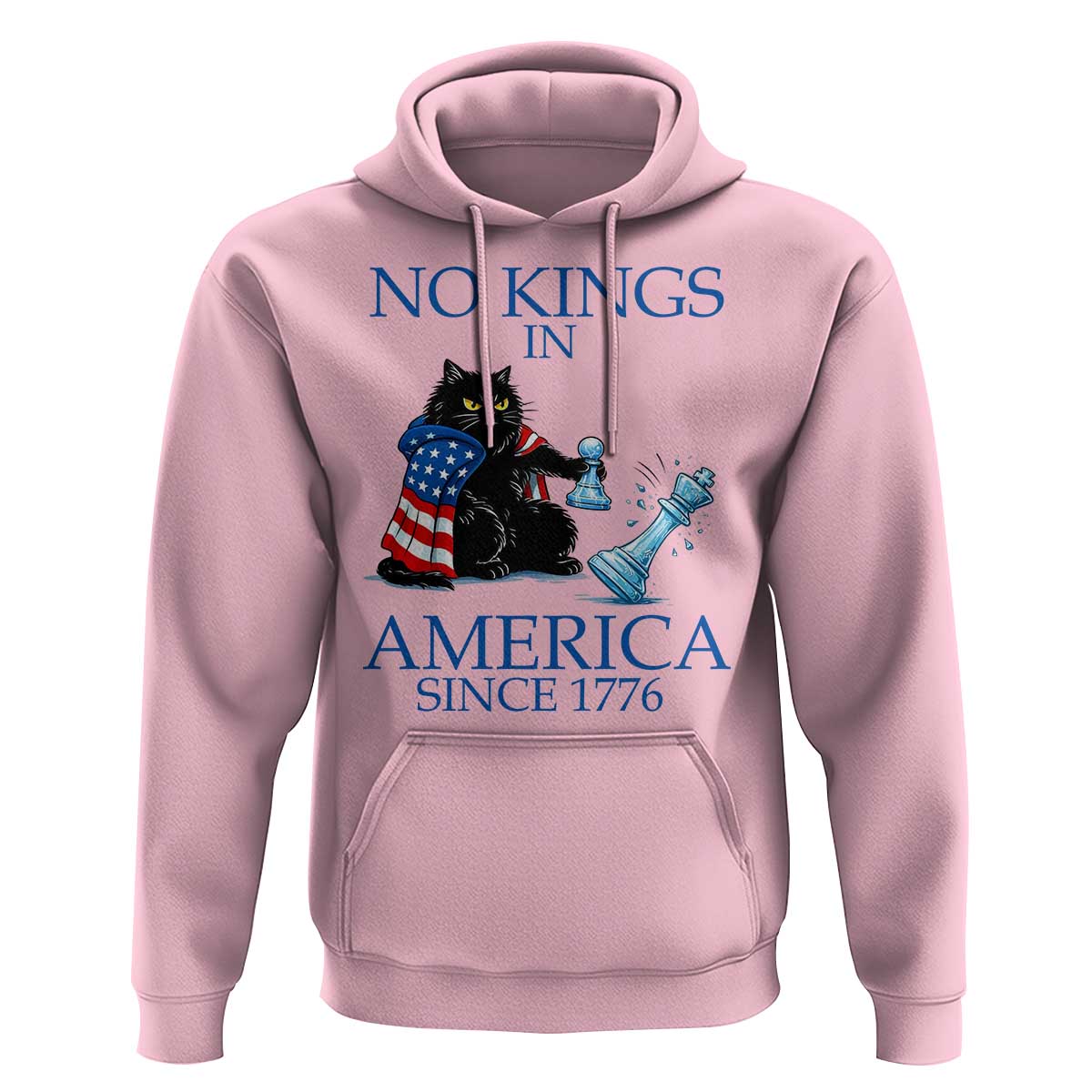 Funny Protest Chess Cat No Kings In America Hoodie Political Humor Gift