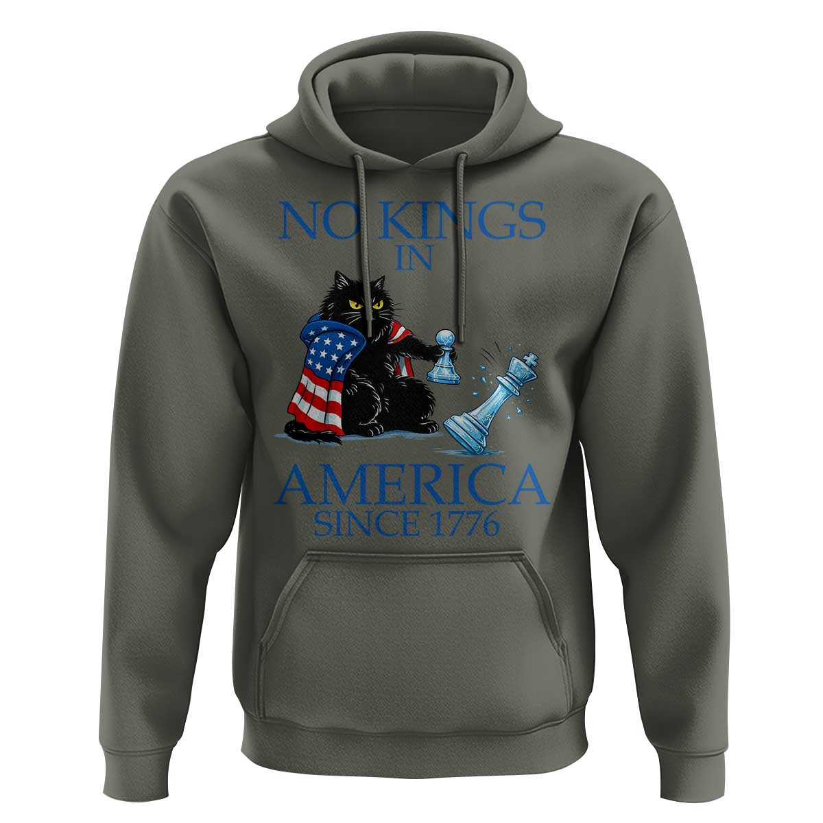 Funny Protest Chess Cat No Kings In America Hoodie Political Humor Gift