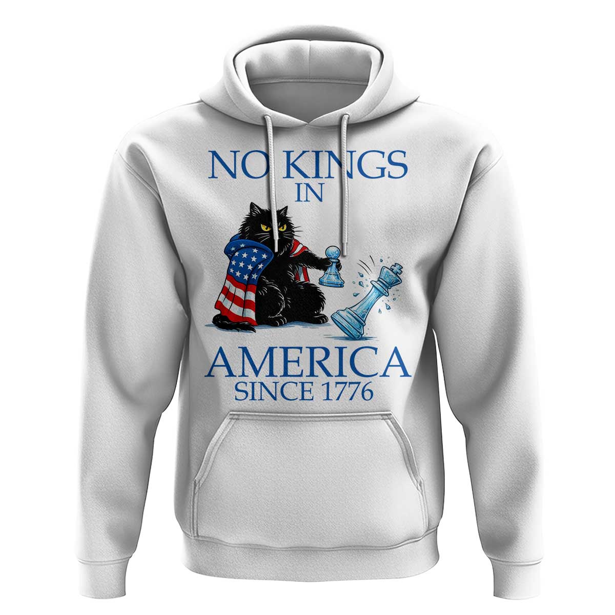 Funny Protest Chess Cat No Kings In America Hoodie Political Humor Gift