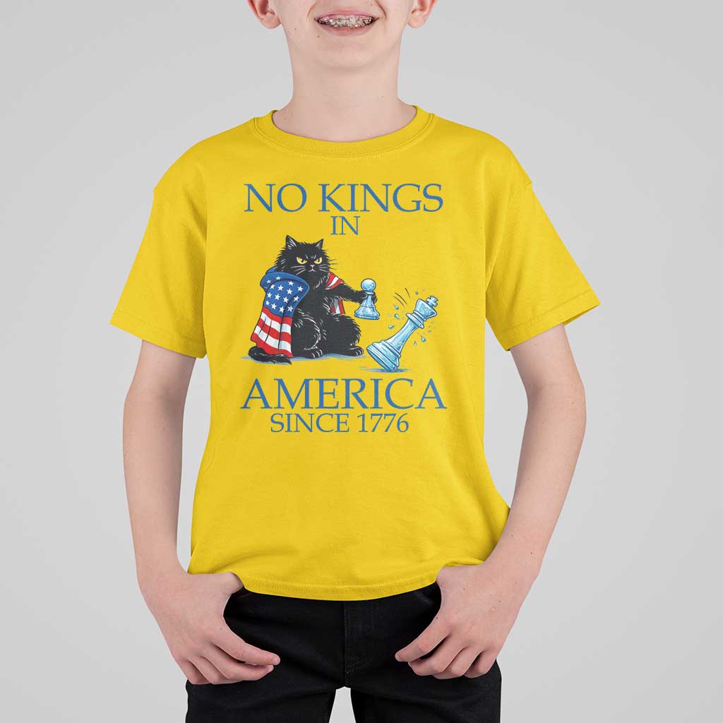 Funny Protest Chess Cat No Kings In America T Shirt For Kid Political Humor Gift