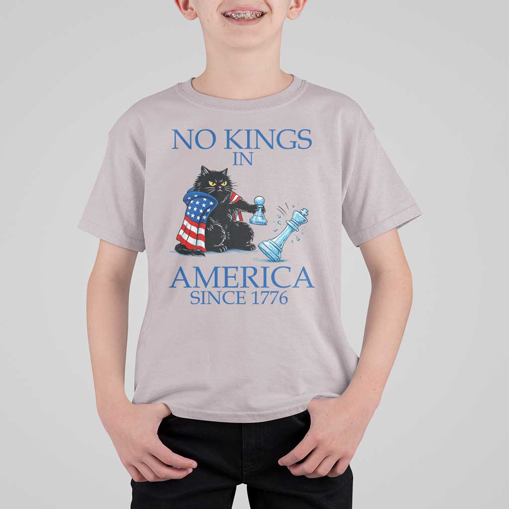 Funny Protest Chess Cat No Kings In America T Shirt For Kid Political Humor Gift