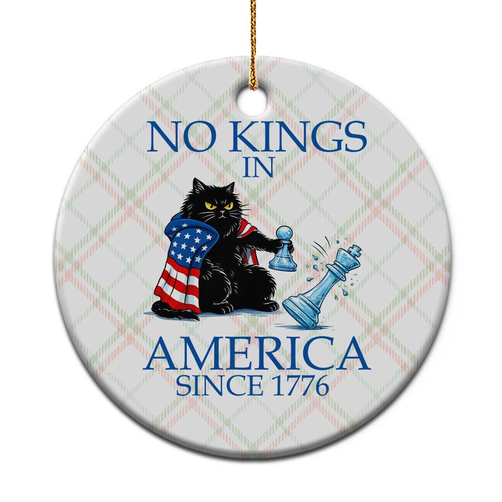 Funny Protest Chess Cat No Kings In America Ceramic Ornament Political Humor Gift