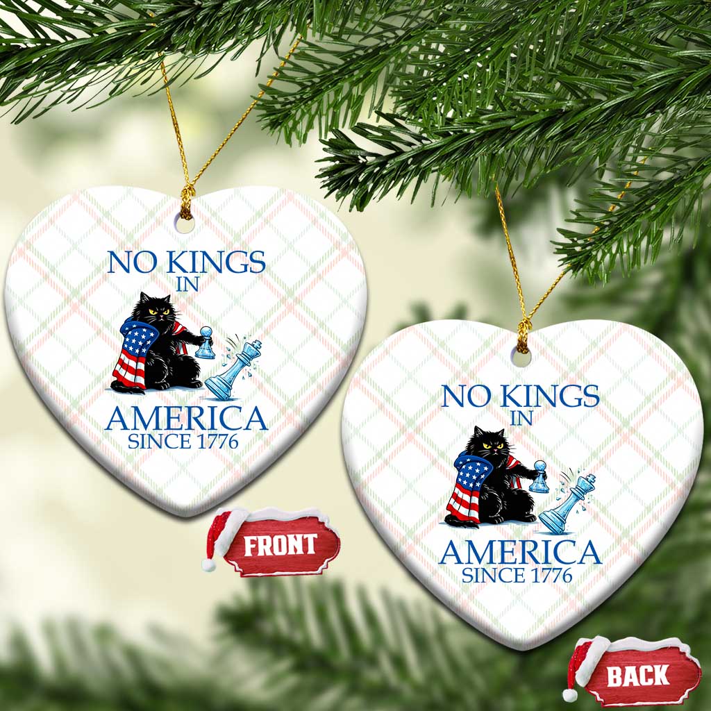 Funny Protest Chess Cat No Kings In America Ceramic Ornament Political Humor Gift