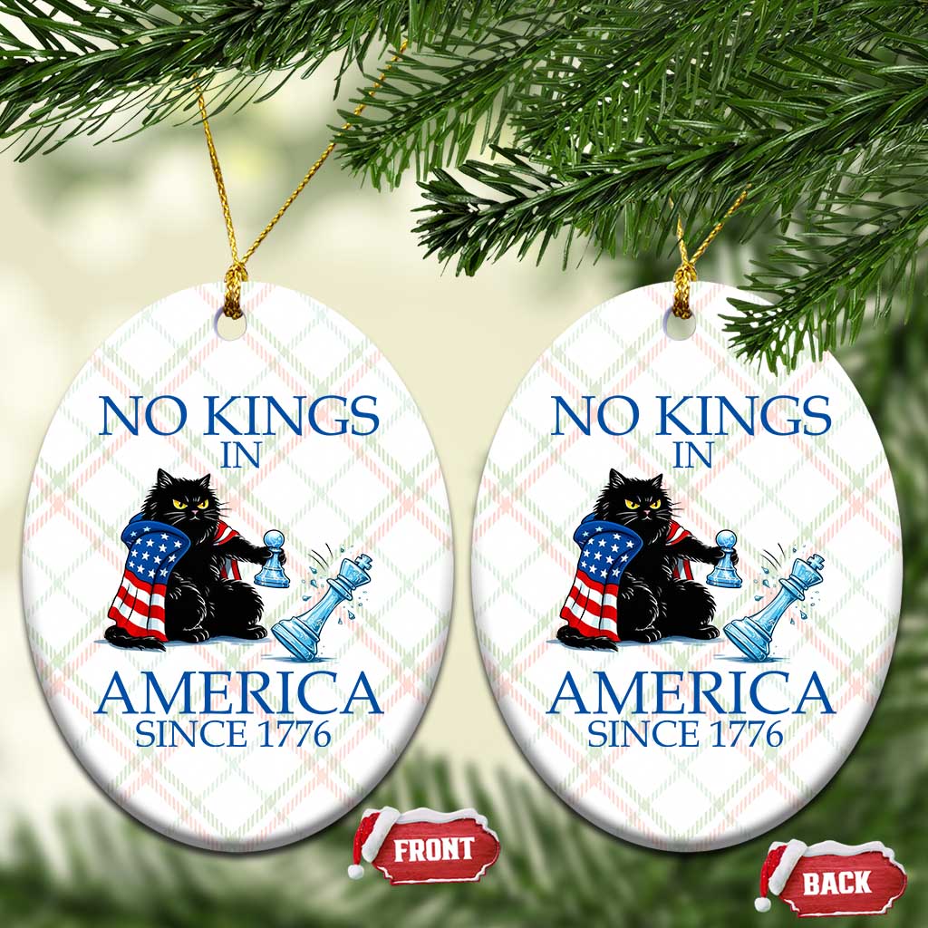 Funny Protest Chess Cat No Kings In America Ceramic Ornament Political Humor Gift