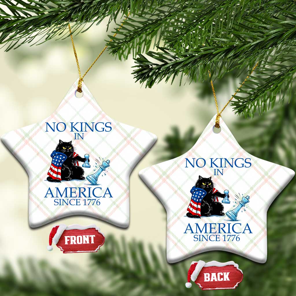 Funny Protest Chess Cat No Kings In America Ceramic Ornament Political Humor Gift