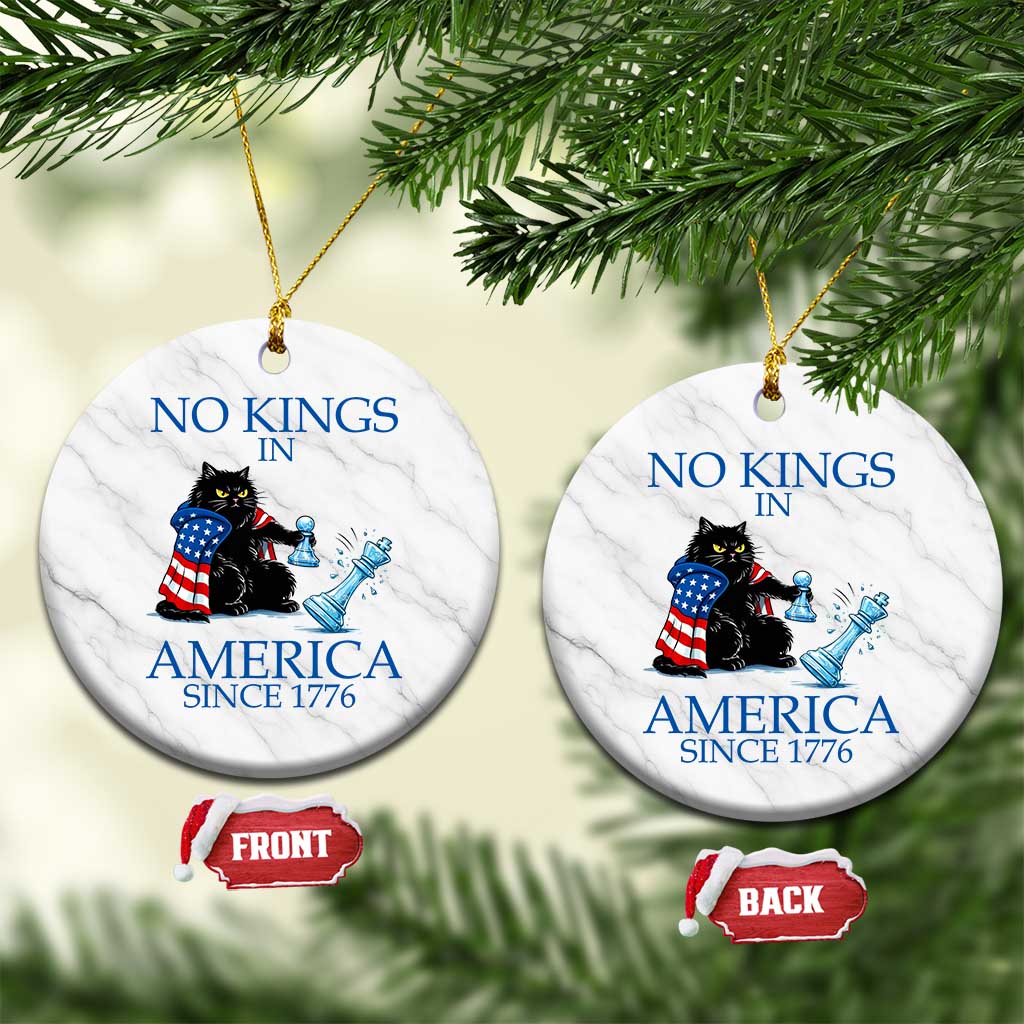Funny Protest Chess Cat No Kings In America Ceramic Ornament Political Humor Gift