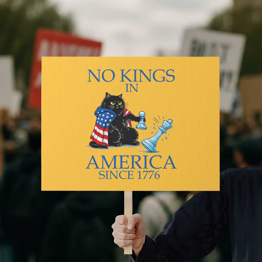 Funny Protest Chess Cat No Kings In America Protest Sign Political Humor Gift