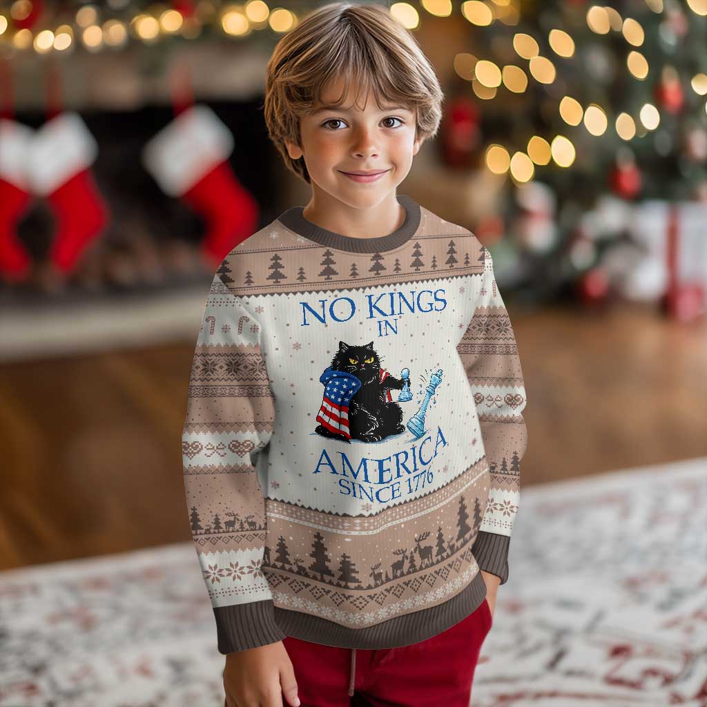 Funny Protest Chess Cat No Kings In America Ugly Christmas Sweater Political Humor Gift