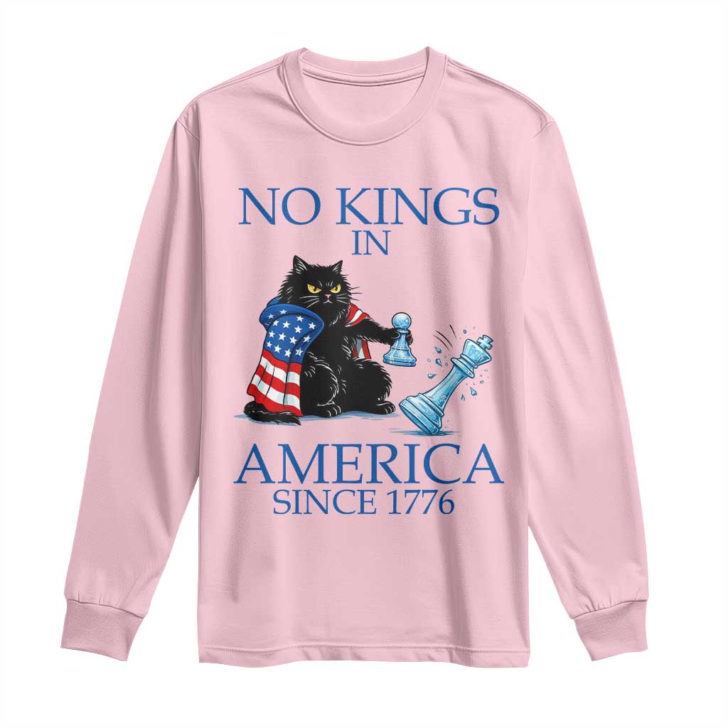 Funny Protest Chess Cat No Kings In America Long Sleeve Shirt Political Humor Gift