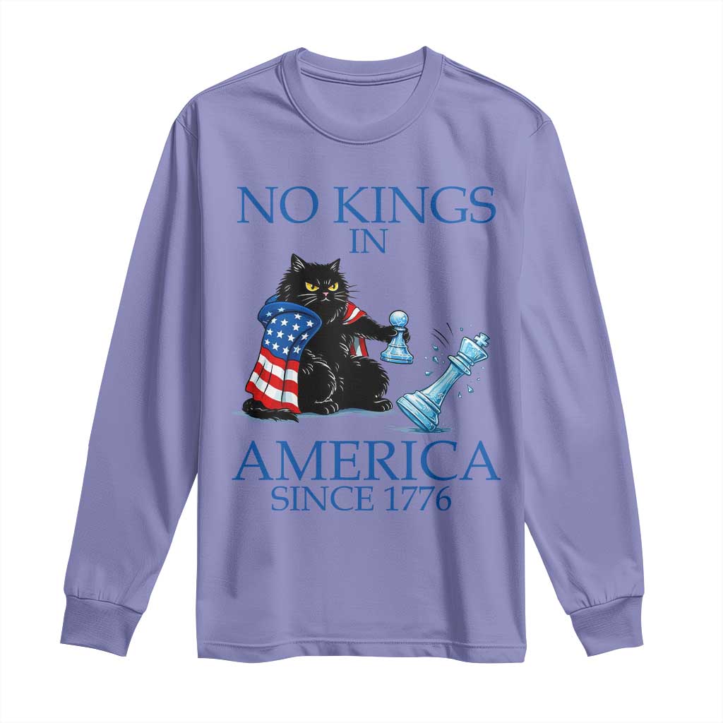 Funny Protest Chess Cat No Kings In America Long Sleeve Shirt Political Humor Gift