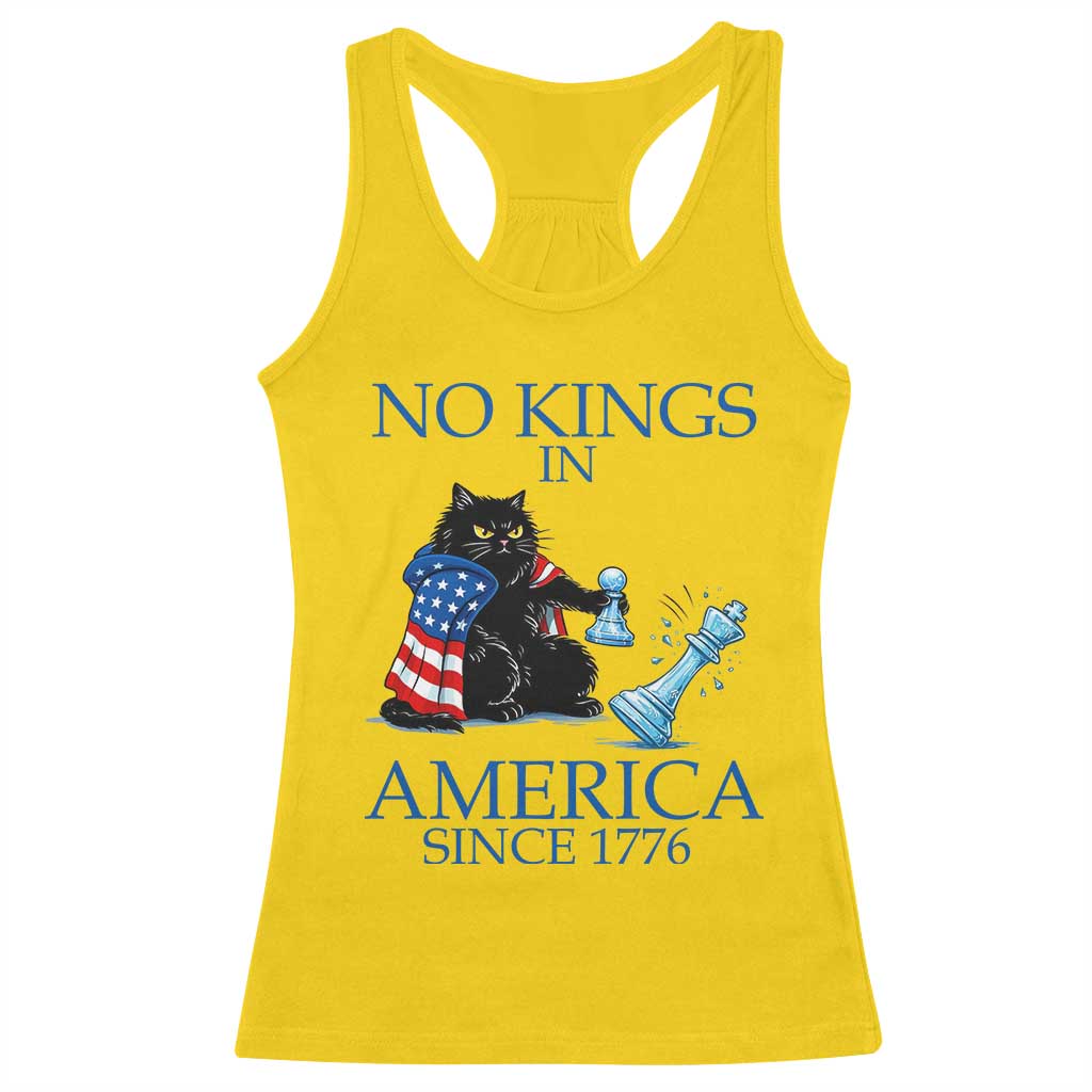 Funny Protest Chess Cat No Kings In America Racerback Tank Top Political Humor Gift