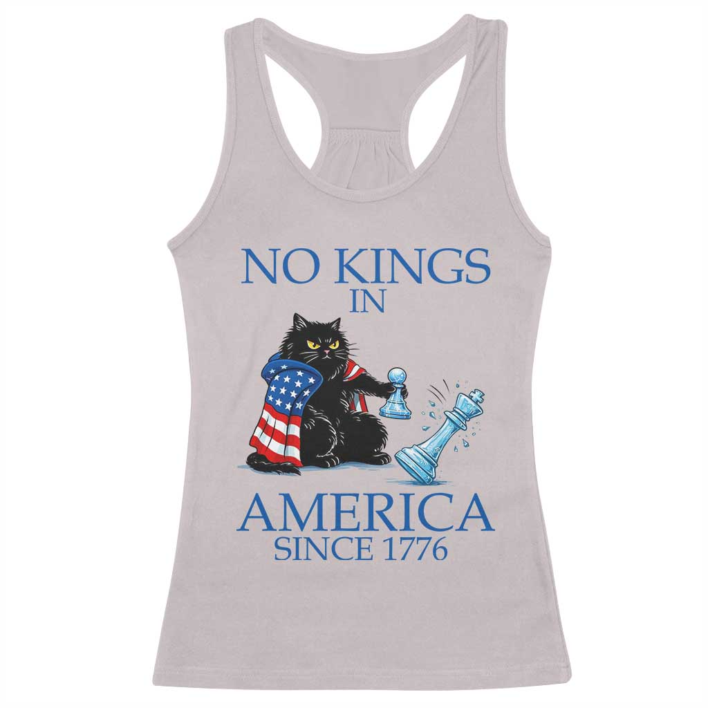 Funny Protest Chess Cat No Kings In America Racerback Tank Top Political Humor Gift
