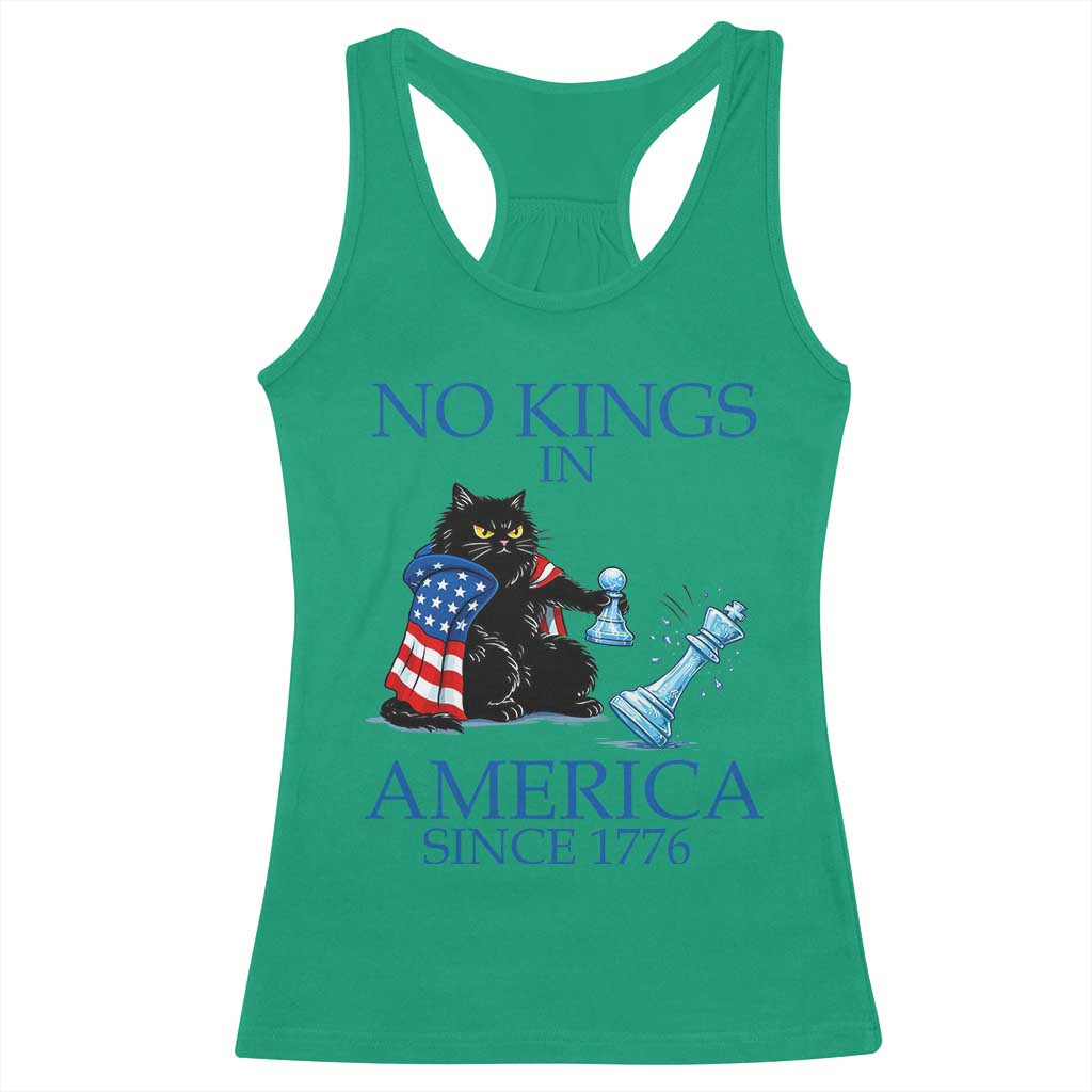 Funny Protest Chess Cat No Kings In America Racerback Tank Top Political Humor Gift