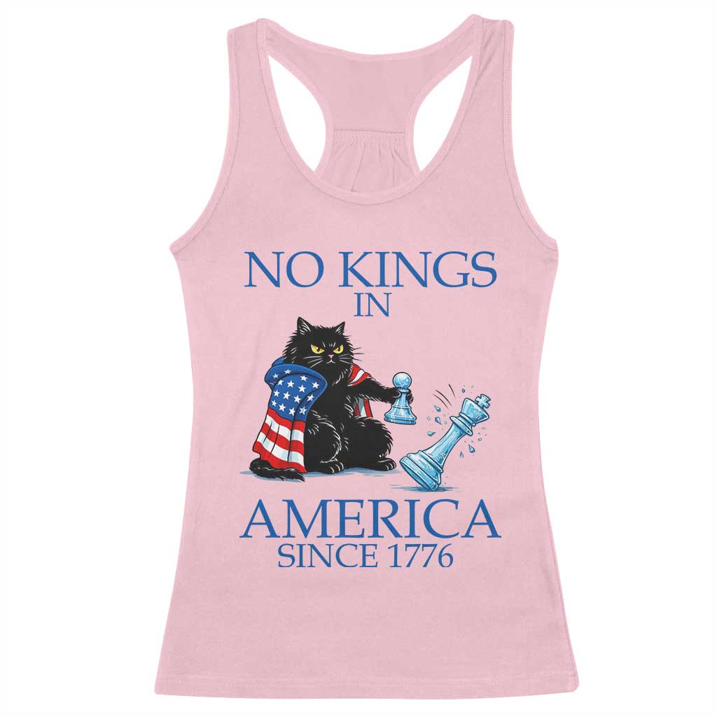 Funny Protest Chess Cat No Kings In America Racerback Tank Top Political Humor Gift