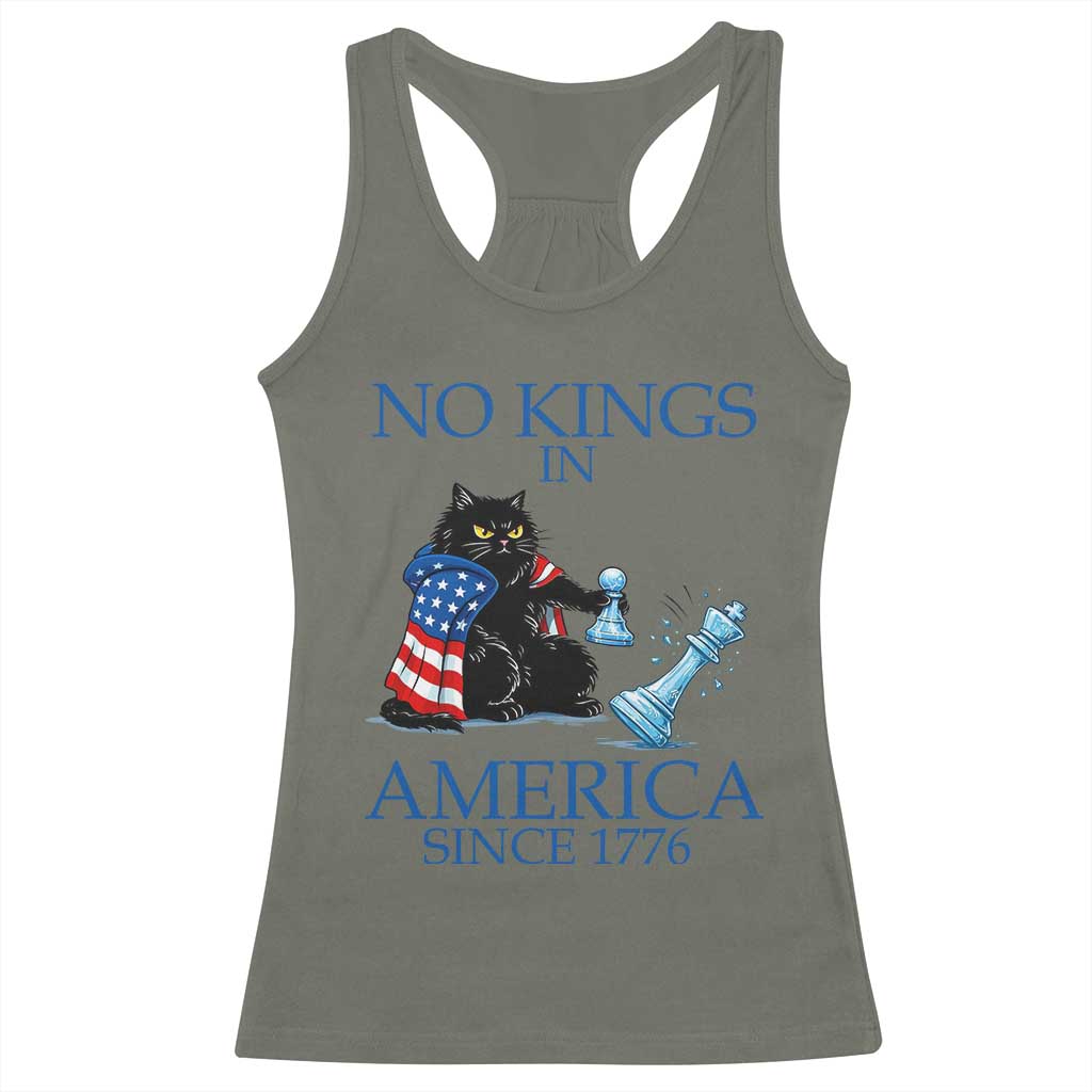 Funny Protest Chess Cat No Kings In America Racerback Tank Top Political Humor Gift