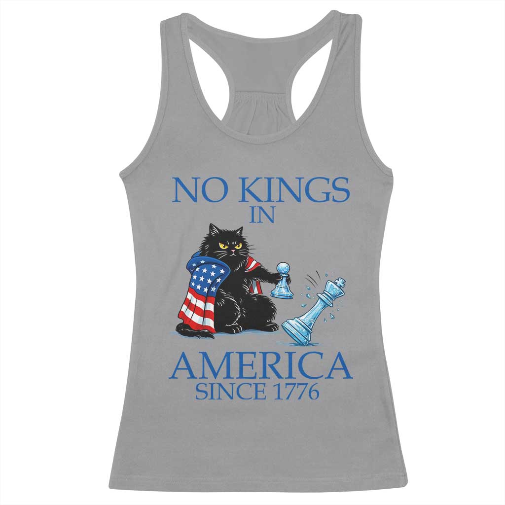 Funny Protest Chess Cat No Kings In America Racerback Tank Top Political Humor Gift