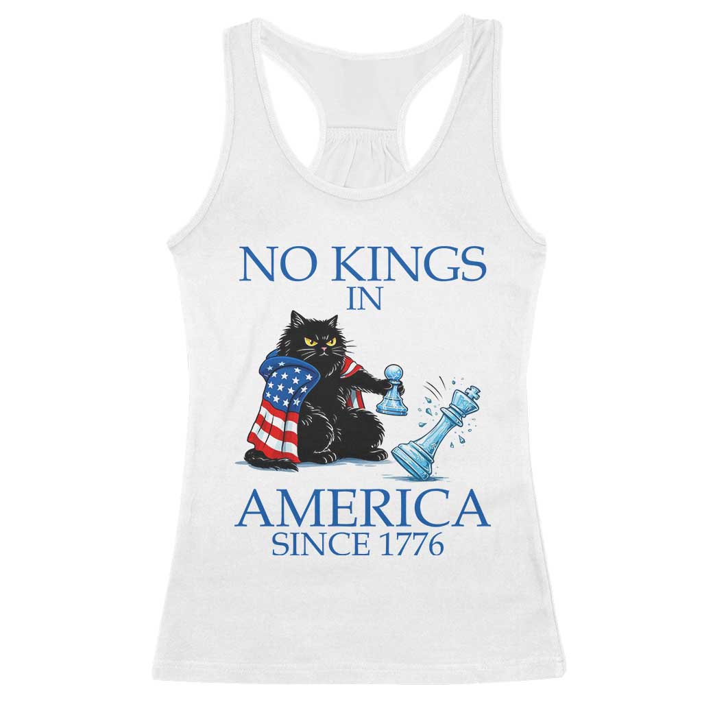 Funny Protest Chess Cat No Kings In America Racerback Tank Top Political Humor Gift