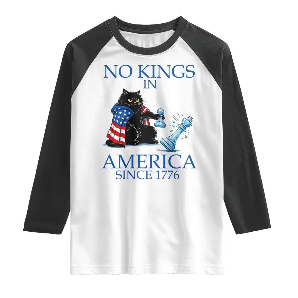 Funny Protest Chess Cat No Kings In America Raglan Shirt Political Humor Gift