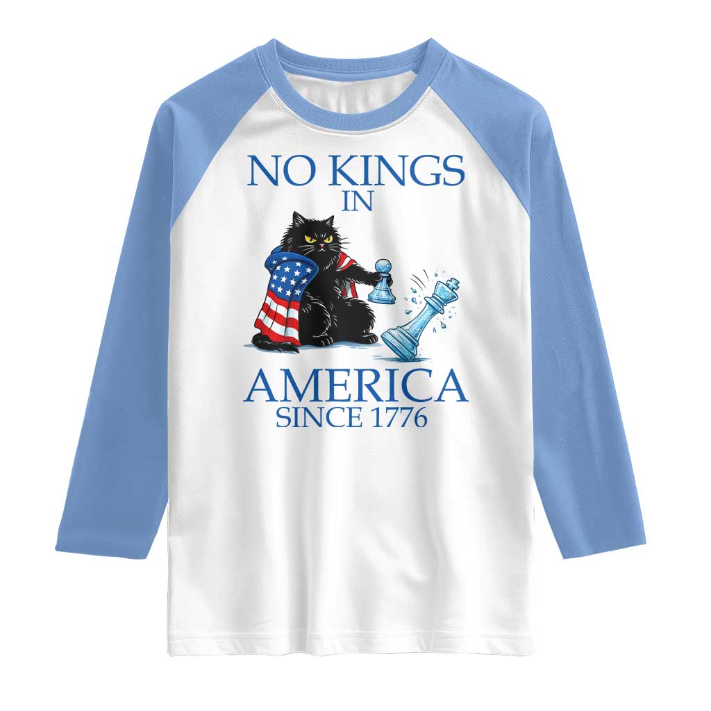 Funny Protest Chess Cat No Kings In America Raglan Shirt Political Humor Gift