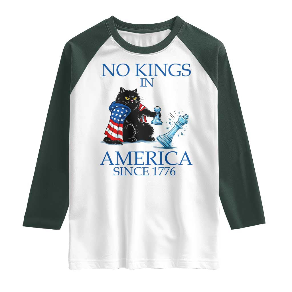 Funny Protest Chess Cat No Kings In America Raglan Shirt Political Humor Gift