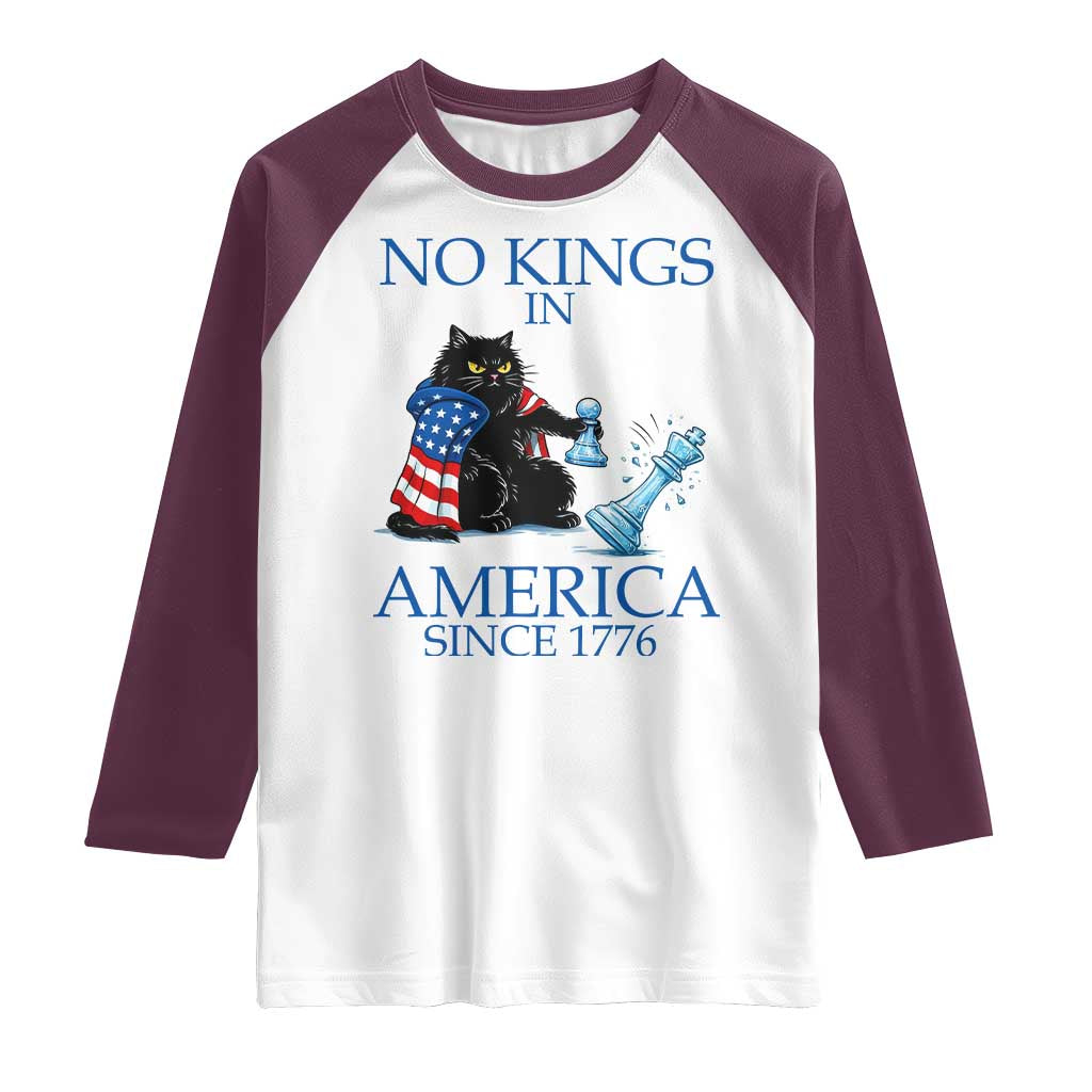 Funny Protest Chess Cat No Kings In America Raglan Shirt Political Humor Gift