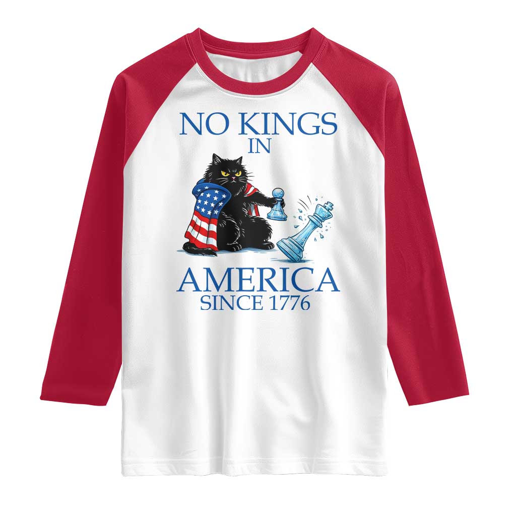 Funny Protest Chess Cat No Kings In America Raglan Shirt Political Humor Gift