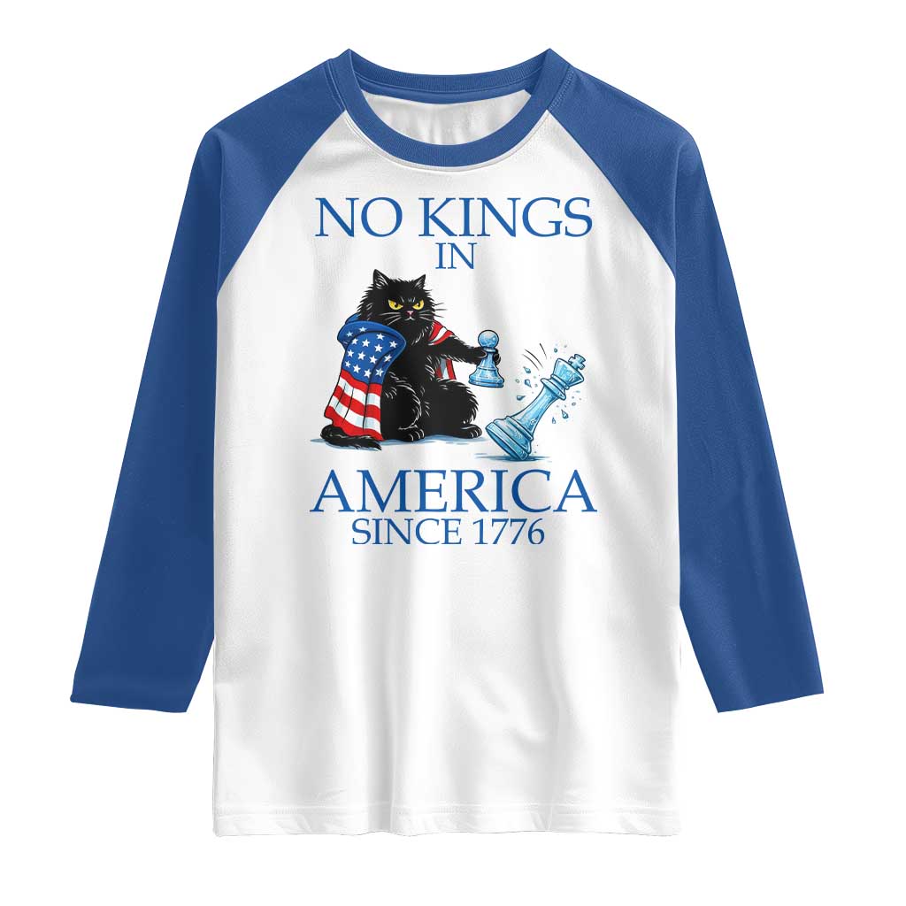Funny Protest Chess Cat No Kings In America Raglan Shirt Political Humor Gift