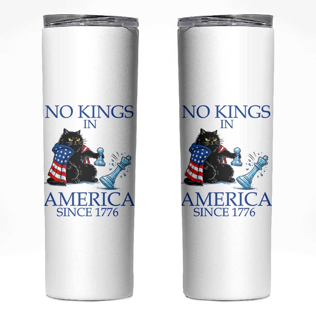 Funny Protest Chess Cat No Kings In America Skinny Tumbler Political Humor Gift