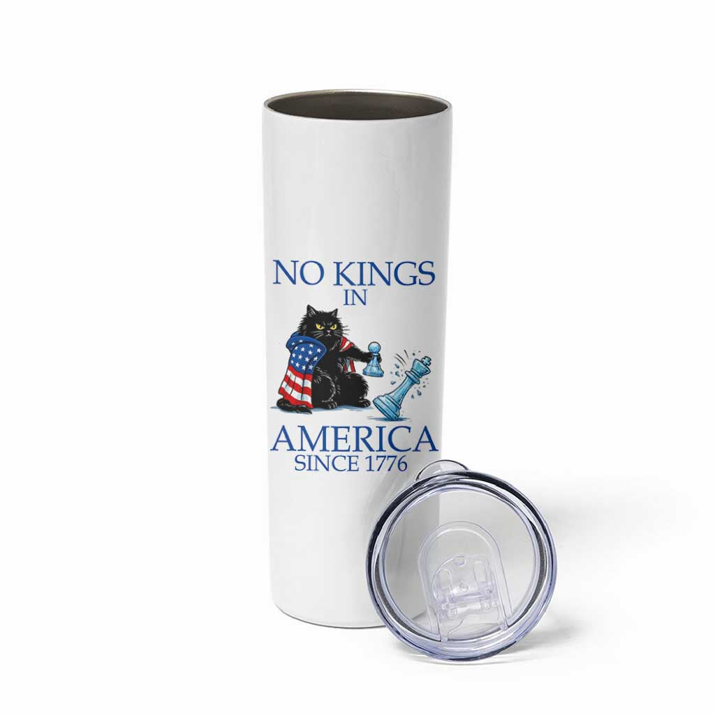 Funny Protest Chess Cat No Kings In America Skinny Tumbler Political Humor Gift
