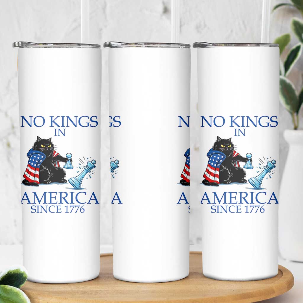 Funny Protest Chess Cat No Kings In America Skinny Tumbler Political Humor Gift