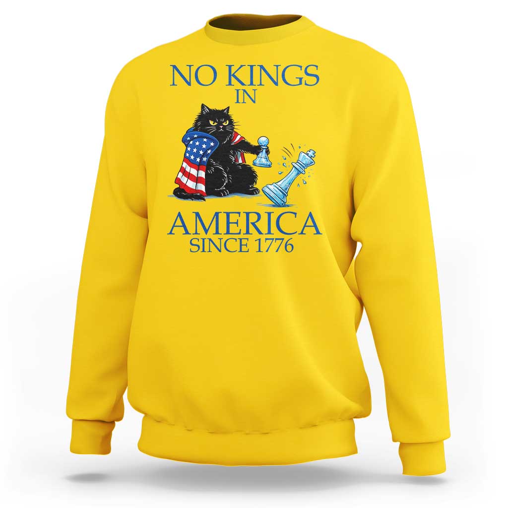 Funny Protest Chess Cat No Kings In America Sweatshirt Political Humor Gift
