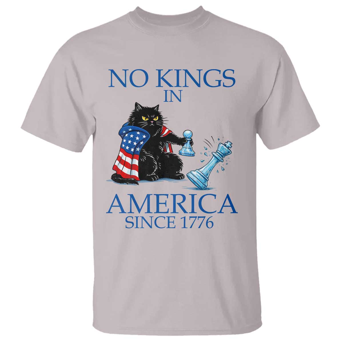 Funny Protest Chess Cat No Kings In America T Shirt Political Humor Gift