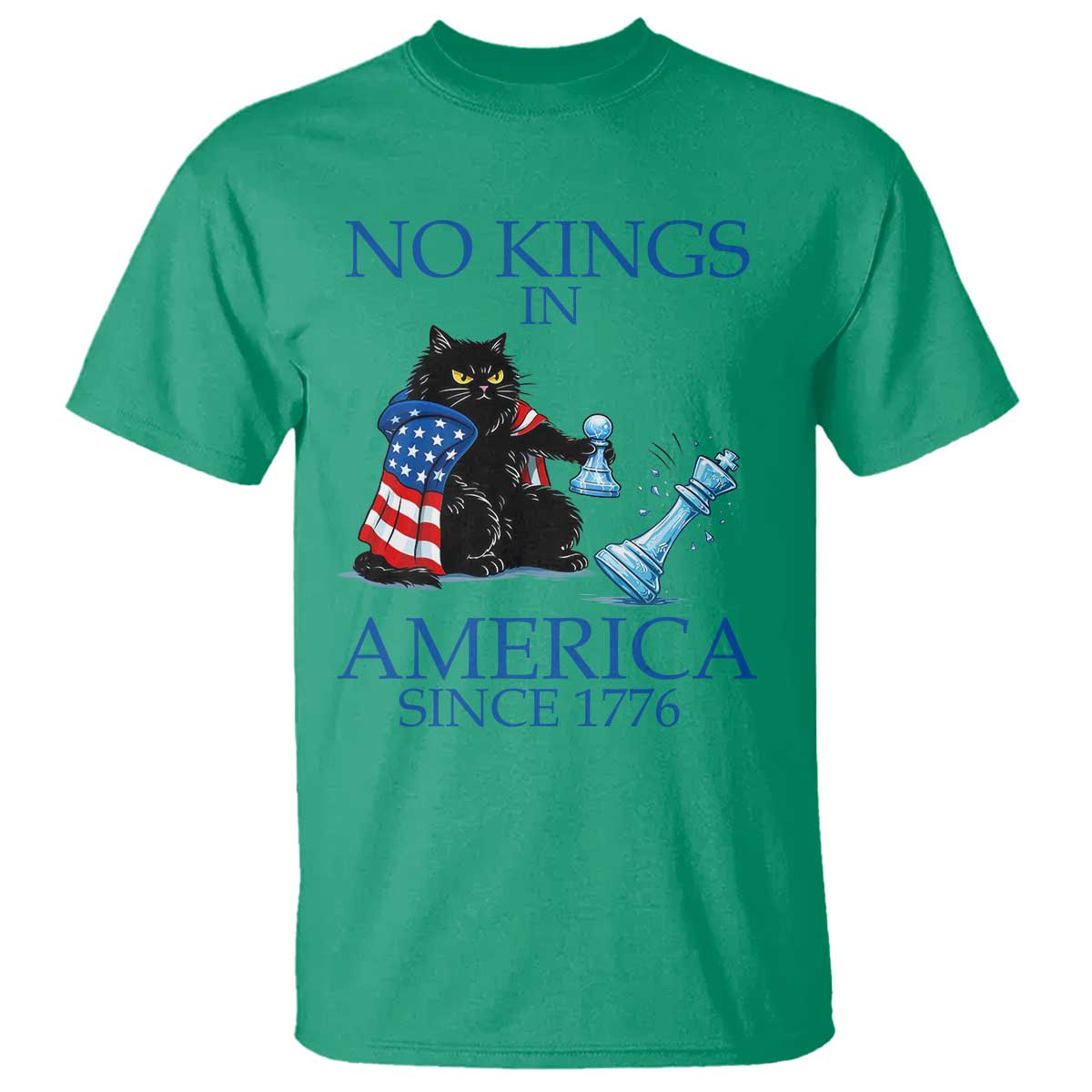 Funny Protest Chess Cat No Kings In America T Shirt Political Humor Gift