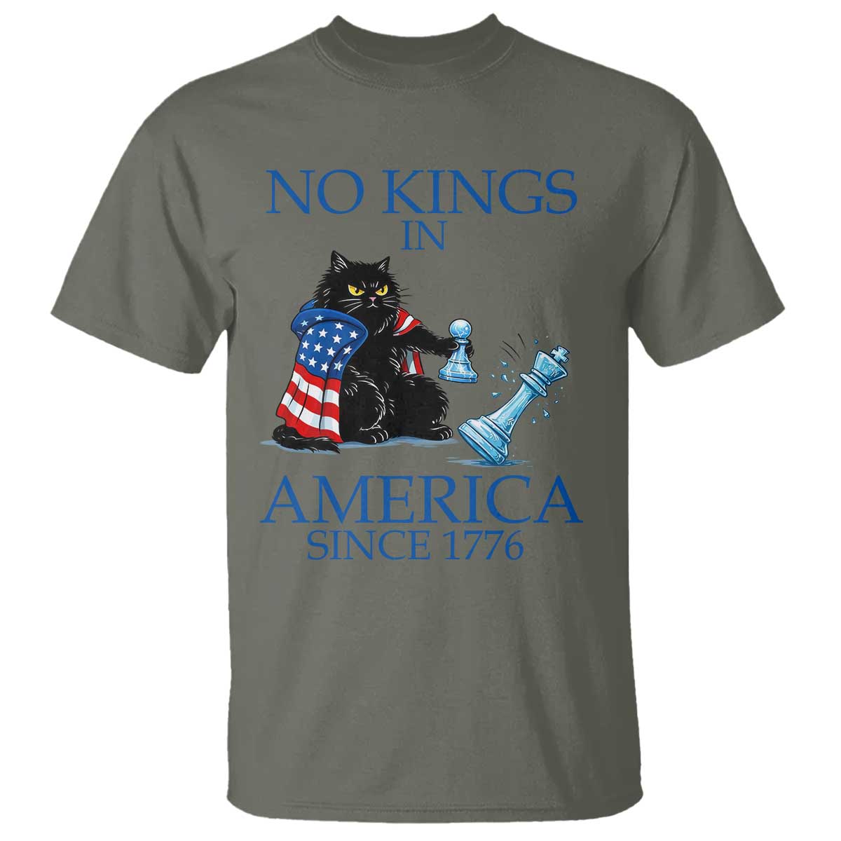 Funny Protest Chess Cat No Kings In America T Shirt Political Humor Gift