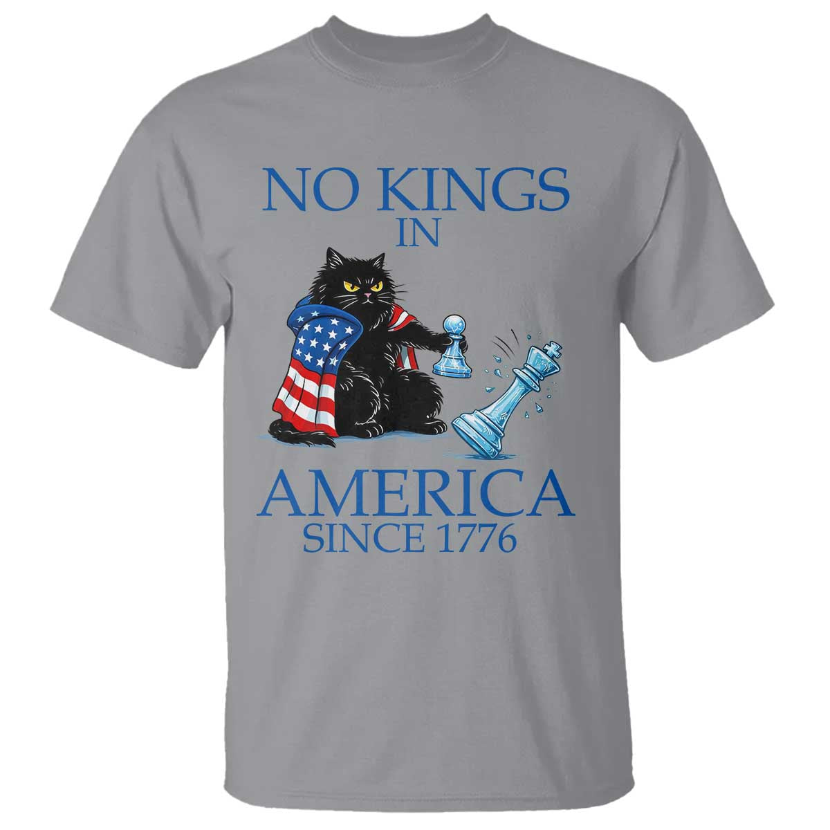 Funny Protest Chess Cat No Kings In America T Shirt Political Humor Gift