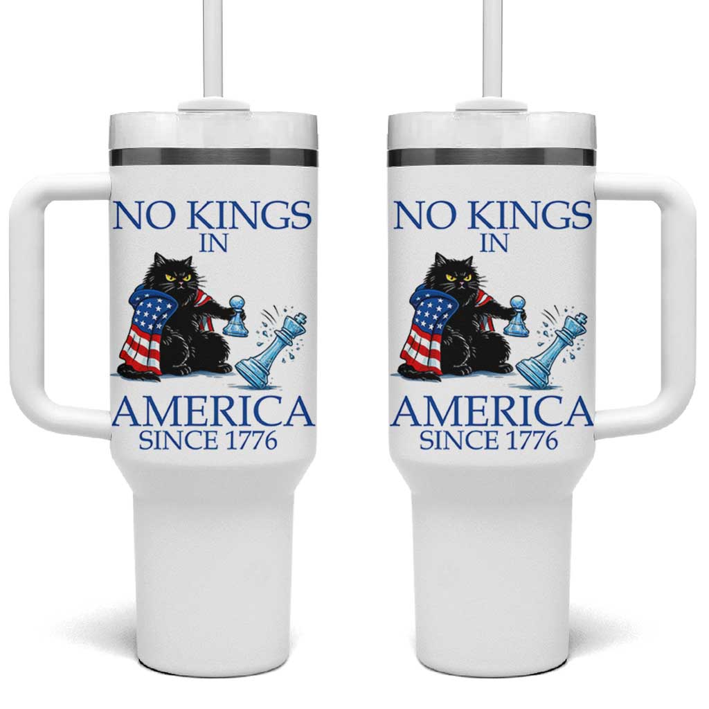Funny Protest Chess Cat No Kings In America Tumbler With Handle Political Humor Gift