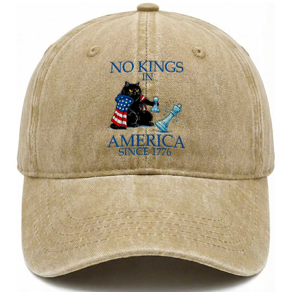 Funny Protest Chess Cat No Kings In America Washed Cotton Baseball Cap Political Humor Gift