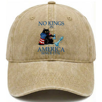 Funny Protest Chess Cat No Kings In America Washed Cotton Baseball Cap Political Humor Gift